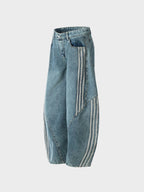 CRD Striped Barrel Denim Jeans