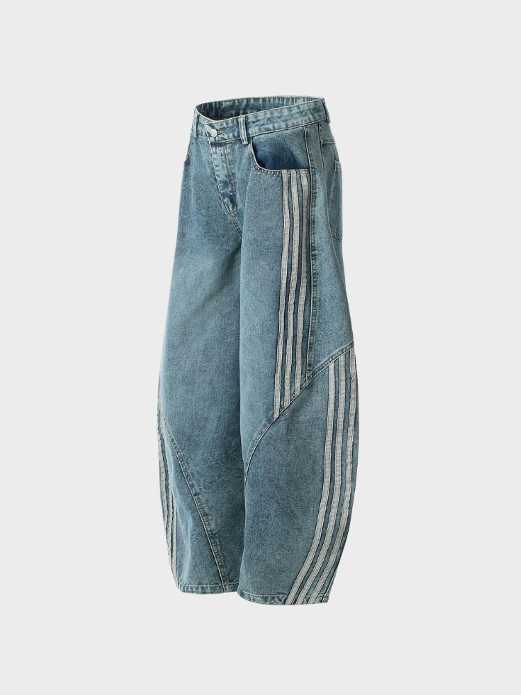 CRD Striped Barrel Denim Jeans