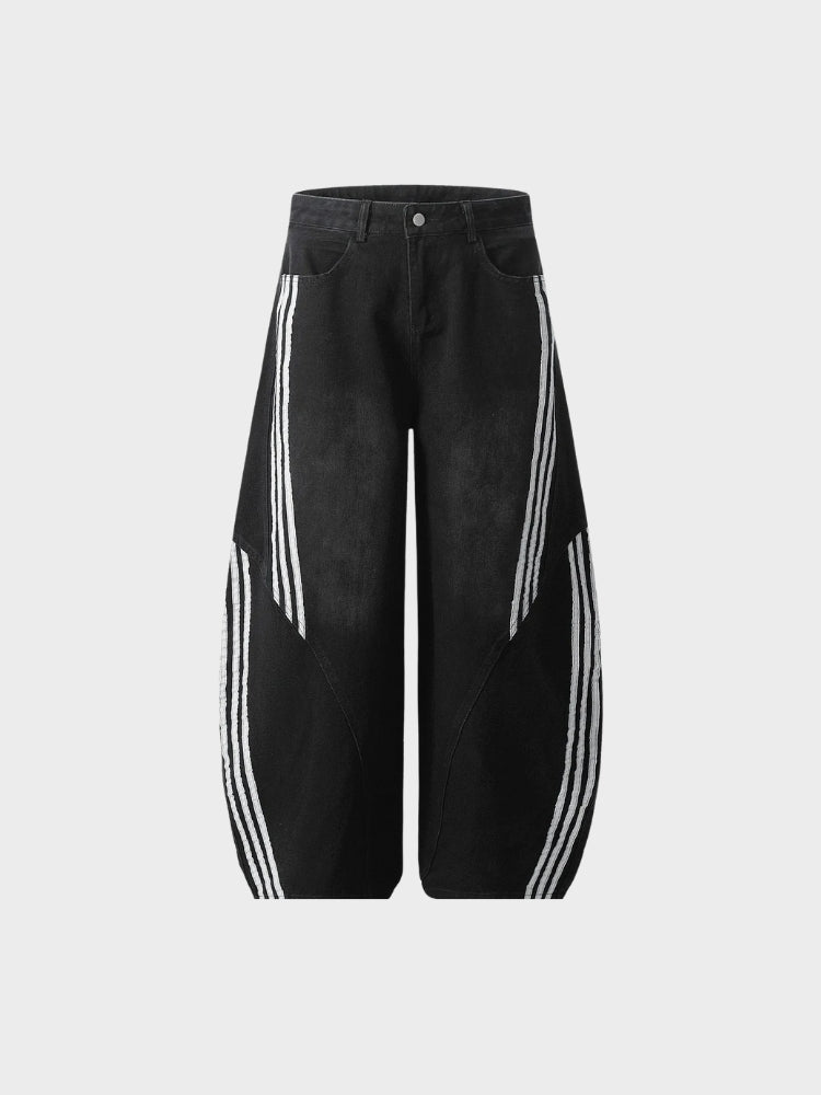 CRD Striped Barrel Denim Jeans