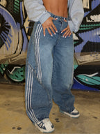 CRD Striped Barrel Denim Jeans