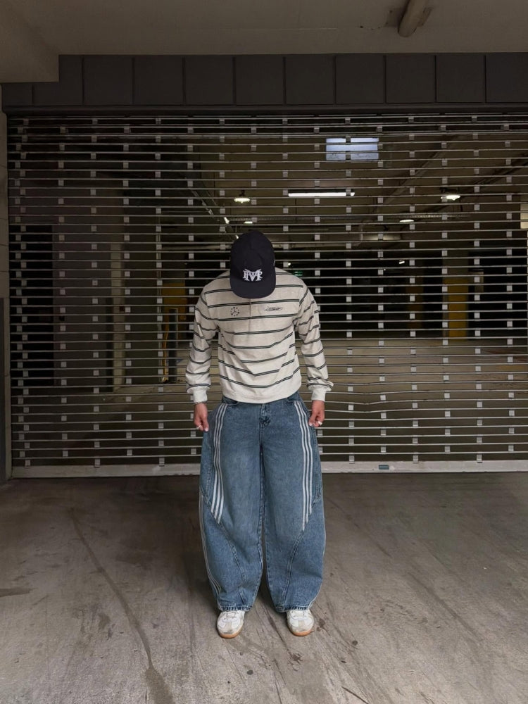 CRD Striped Barrel Denim Jeans
