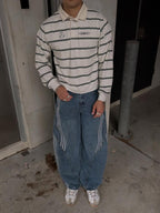 CRD Striped Barrel Denim Jeans