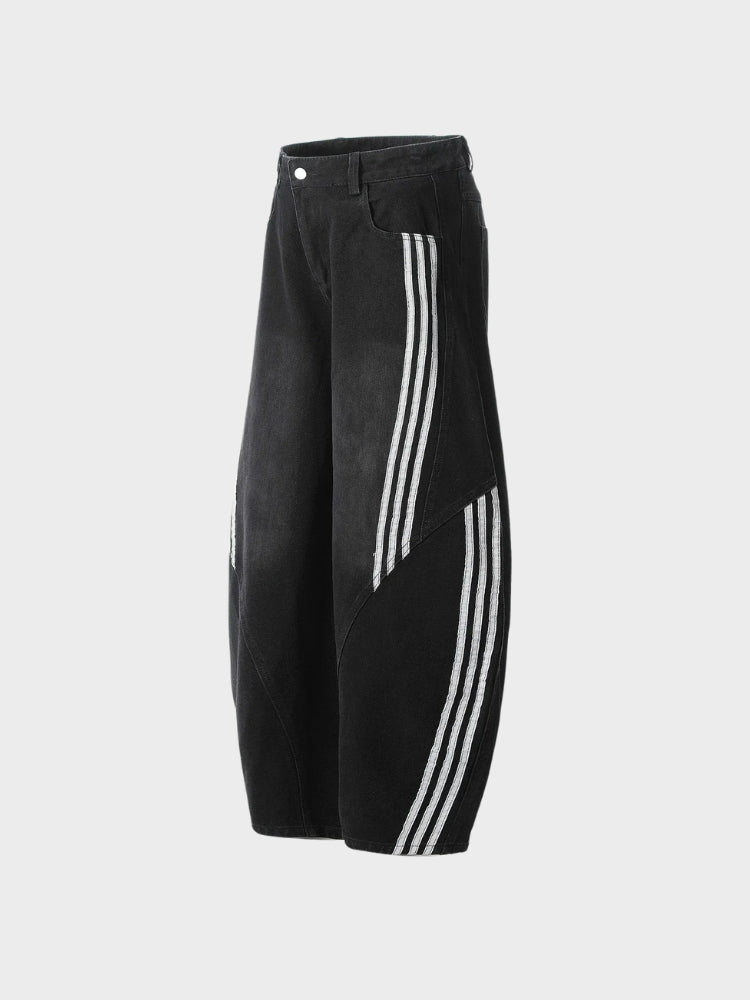 CRD Striped Barrel Denim Jeans