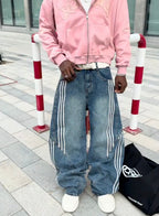 CRD Striped Barrel Denim Jeans